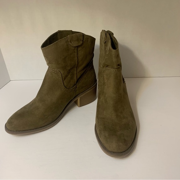 Merona Western Ankle High Wood Stacked Western Cowgirl Heeled Booties Size 7.5 - Picture 5 of 10